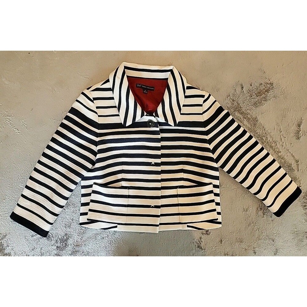 Brook Brothers Blazer Womens Sz 4 Colorful Striped  Front Pocket Casual  Career